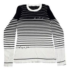 White House Black Market Striped Crew Neck Sweater Love at First Sight sz M FLAW